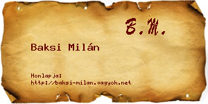 Baksi Milán névjegykártya
