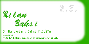 milan baksi business card